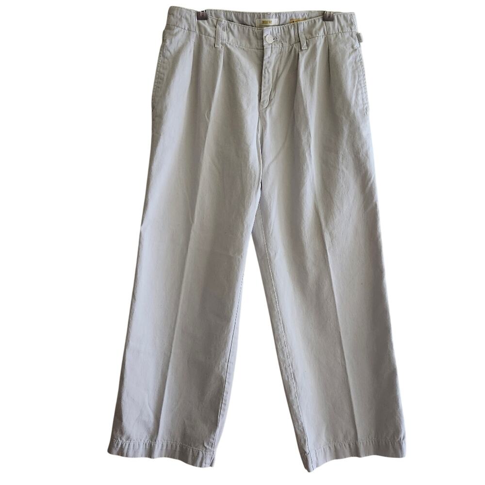 Maeve by Anthropologie Wide Leg Khaki Pleated Cotton Pants Size 8